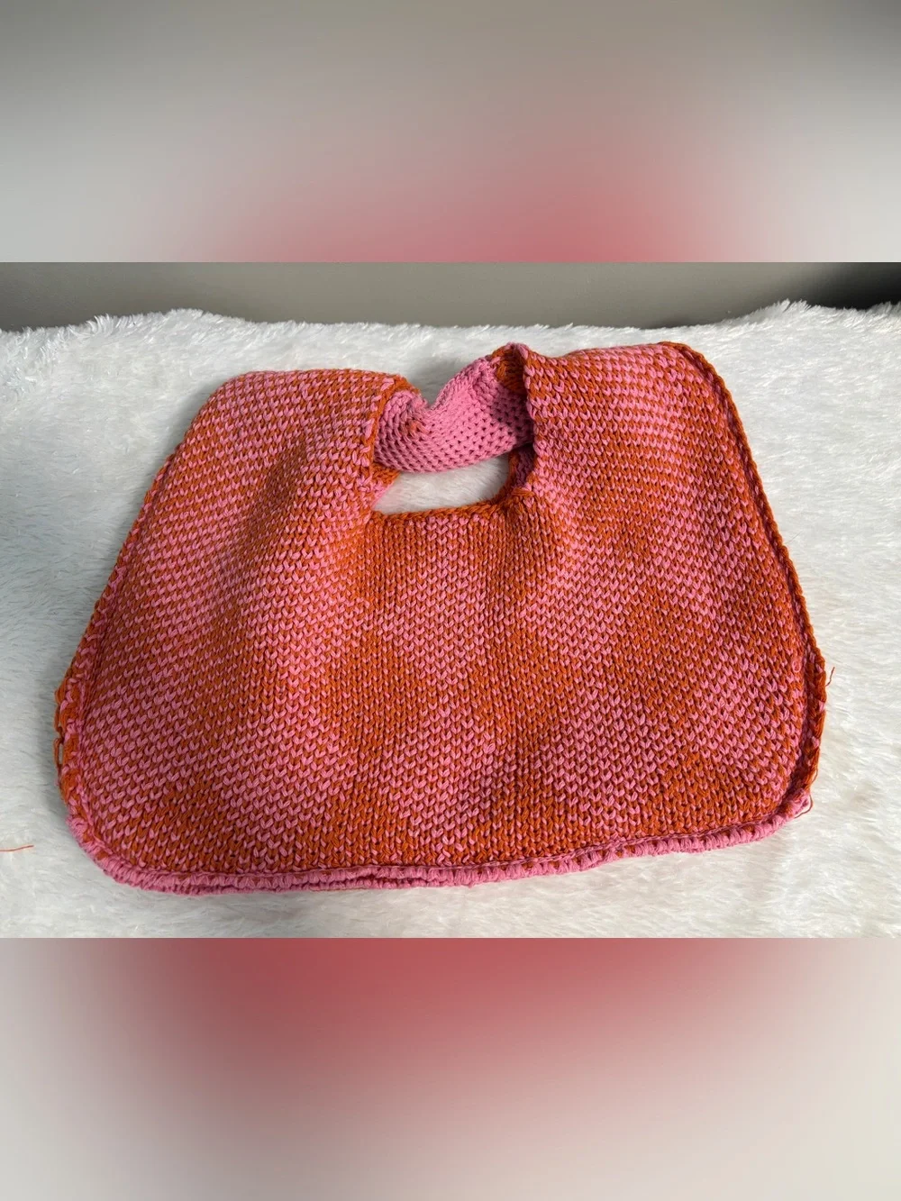 Kopari Pink and Orange Argyle Knit Sweater Vest
